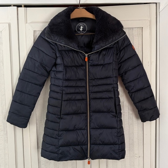 SAVE THE DUCK Other - SAVE THE DUCK Long Quilted Jacket Girl Size 10 in navy